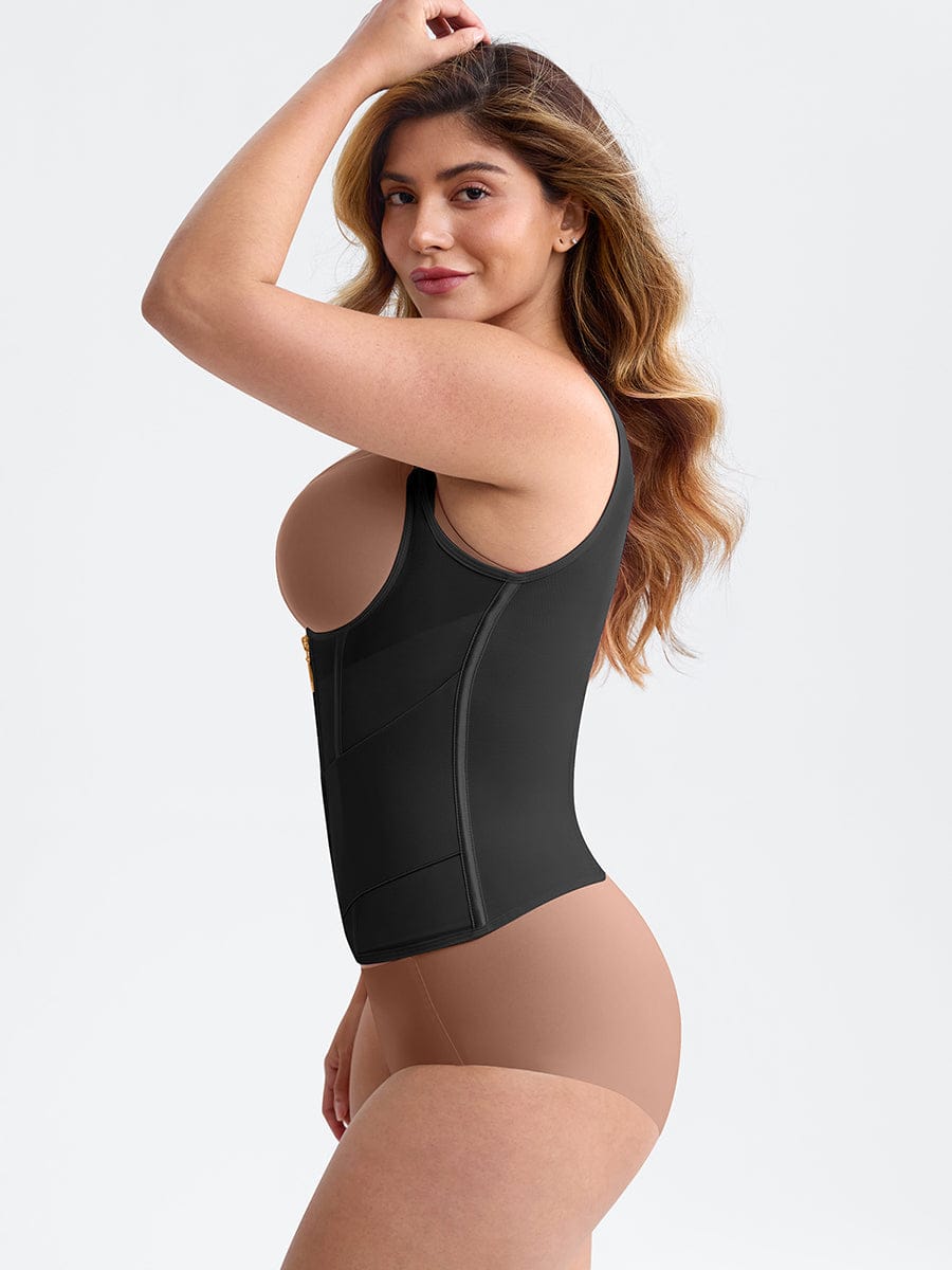 7-Steel-Bone Mesh Bust Support Waist-Cinching Tank Top