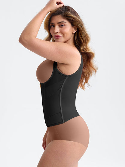 7-Steel-Bone Mesh Bust Support Waist-Cinching Tank Top