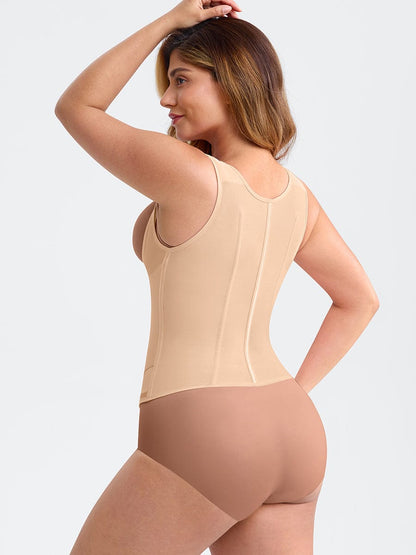 7-Steel-Bone Mesh Bust Support Waist-Cinching Tank Top