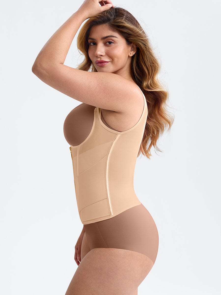 7-Steel-Bone Mesh Bust Support Waist-Cinching Tank Top