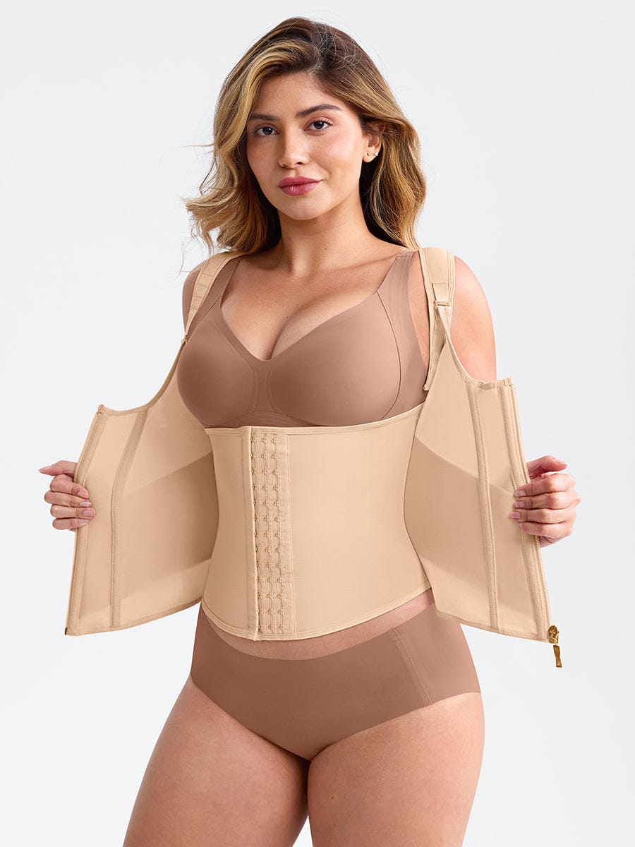 7-Steel-Bone Mesh Bust Support Waist-Cinching Tank Top