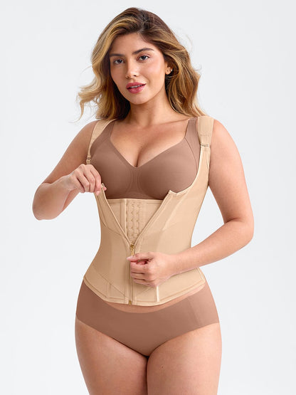 7-Steel-Bone Mesh Bust Support Waist-Cinching Tank Top