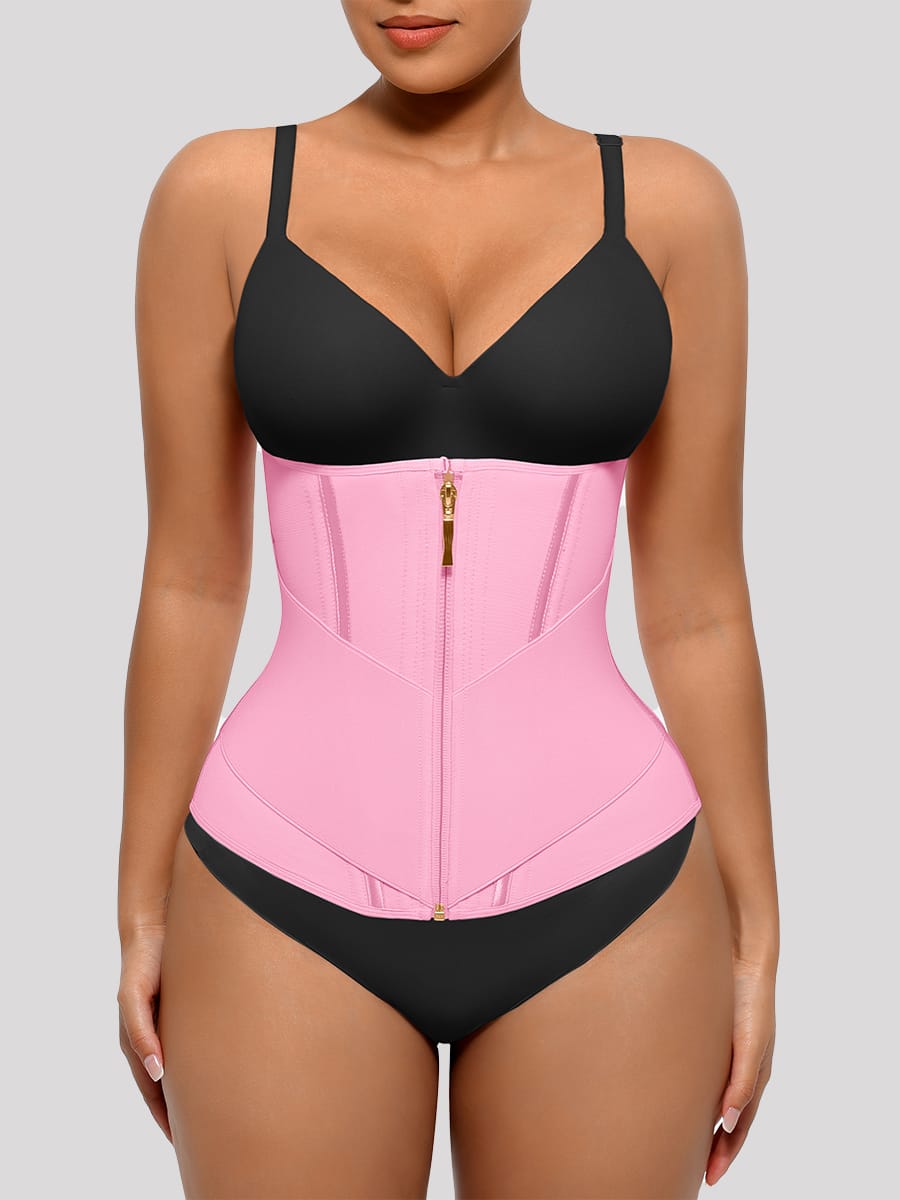 11-Steel-Bone Front-Zip Tummy Control Waist Trainer Vest