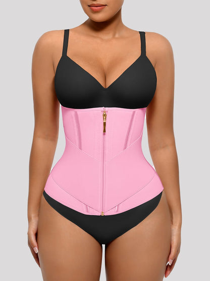 11-Steel-Bone Front-Zip Tummy Control Waist Trainer Vest