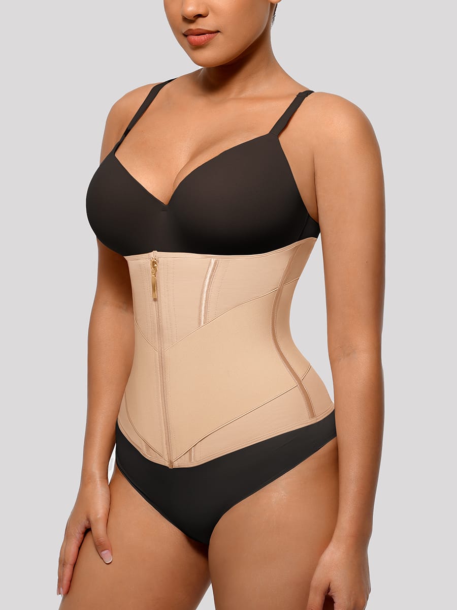 11-Steel-Bone Front-Zip Tummy Control Waist Trainer Vest