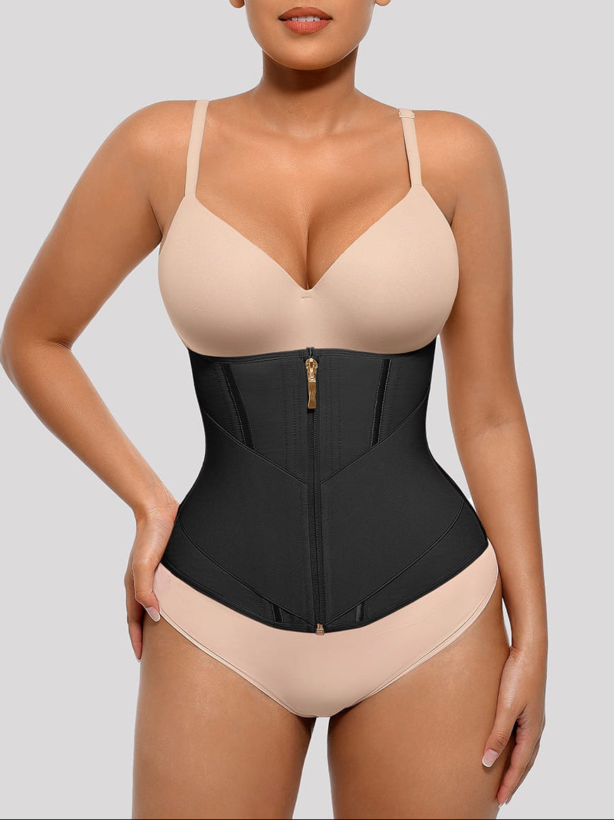 11-Steel-Bone Front-Zip Tummy Control Waist Trainer Vest