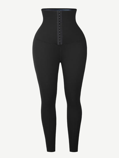 Dark Blue Neoprene Butt-Lifting Wide-Waistband Leggings
