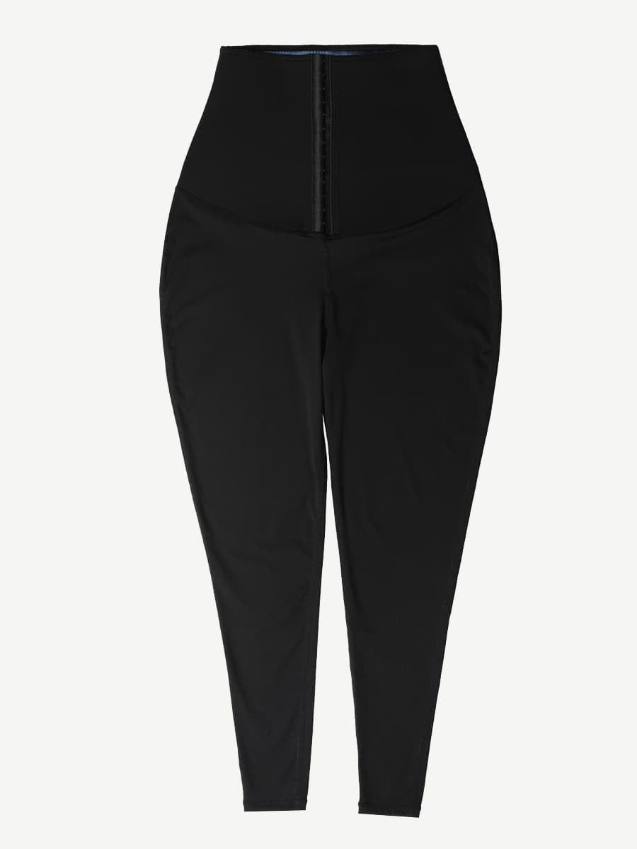 Dark Blue Neoprene Butt-Lifting Wide-Waistband Leggings
