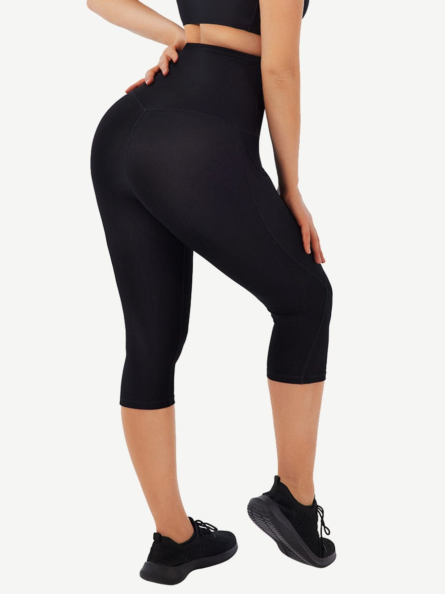 Mid-Rise Double-Layer Cropped Trousers with Pockets