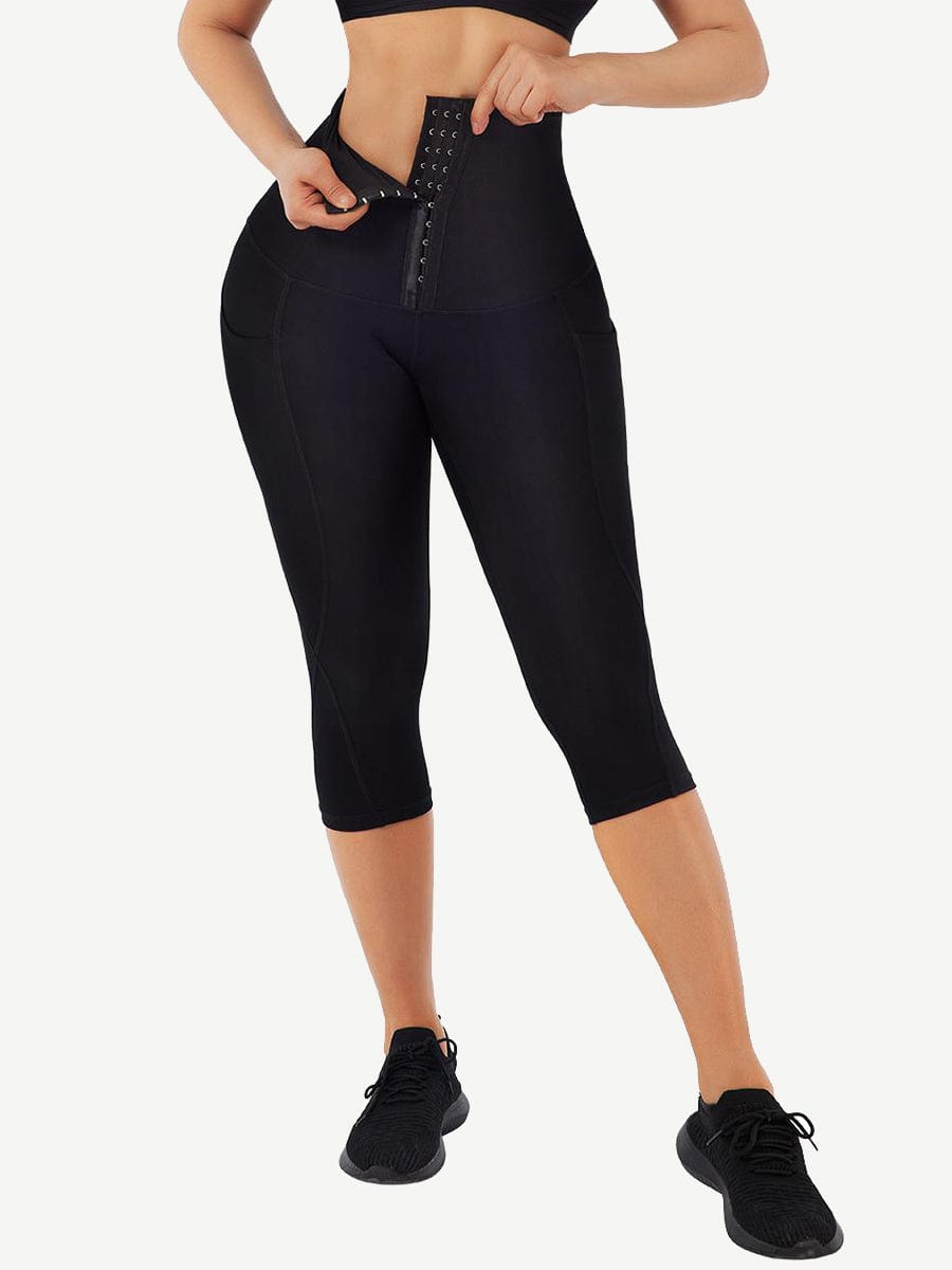 Mid-Rise Double-Layer Cropped Trousers with Pockets