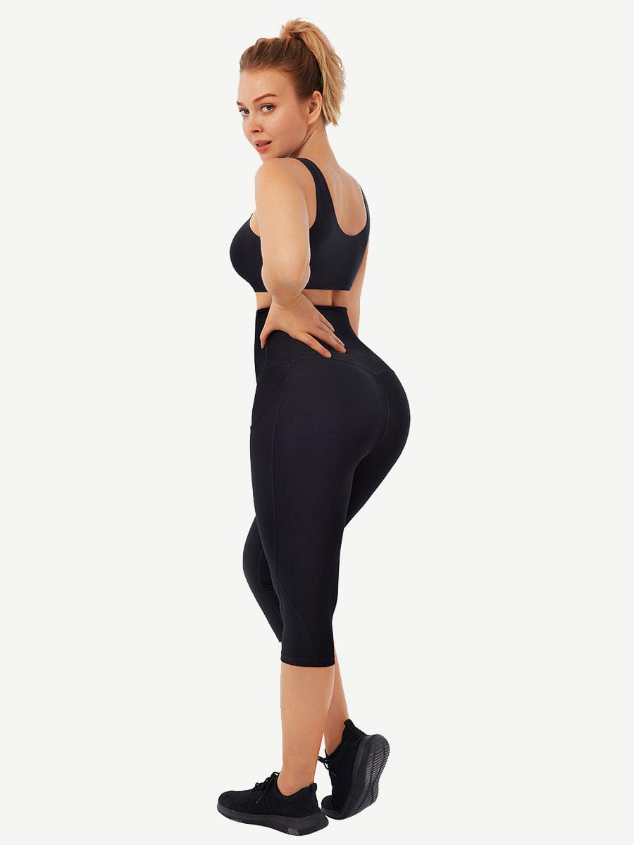 Mid-Rise Double-Layer Cropped Trousers with Pockets
