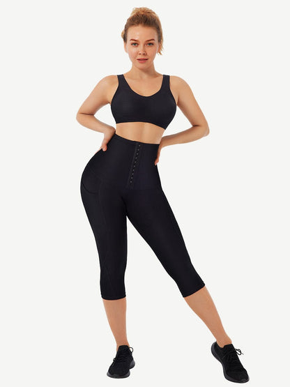 Mid-Rise Double-Layer Cropped Trousers with Pockets
