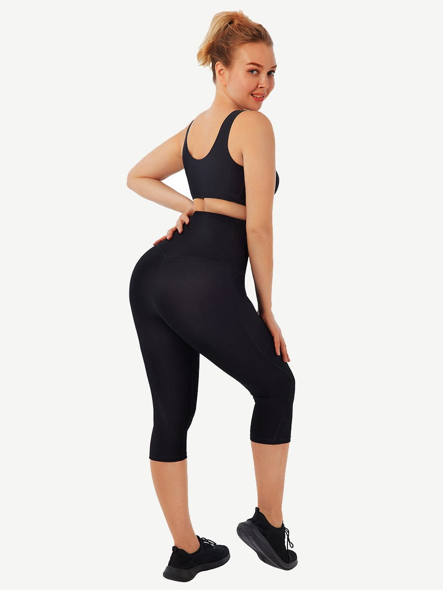 Mid-Rise Double-Layer Cropped Trousers with Pockets