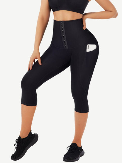 Mid-Rise Double-Layer Cropped Trousers with Pockets