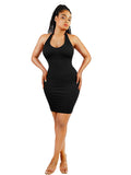 Women Seamless Halter Neck Deep U Outer Wear Shaping Dress