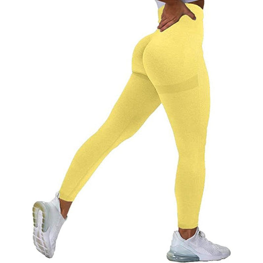 Women Seamless Workout Leggings High Waist Push Up Leggings Seamless Leggings Women Yoga Pants Fitness Push Up Leggings Workout Gym Pants Female Ladies Fashion Legging Bright Colors Yellow Sports Leggings