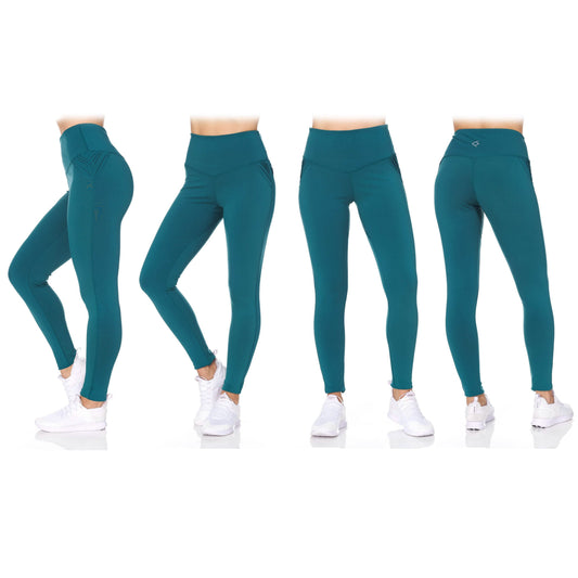 Women's 2-Pack Women's High Waist Active Full Length Leggings with Motto