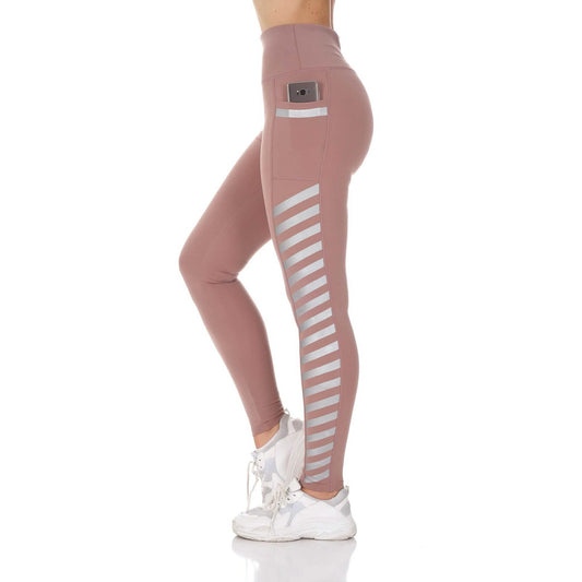 Women's High Waist Active Leggings with Pocket and Foil Detail